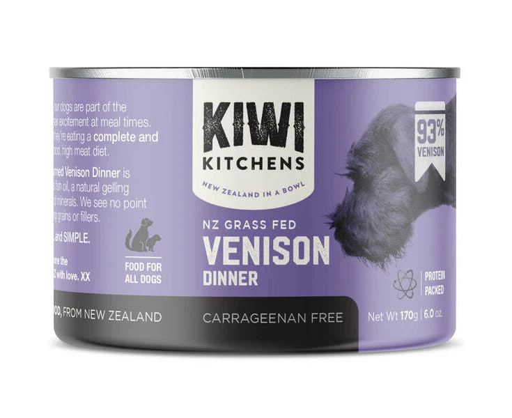 Kiwi Kitchens Grass Fed Canned Wet Dog Food Venison Dinner 18 x 170g