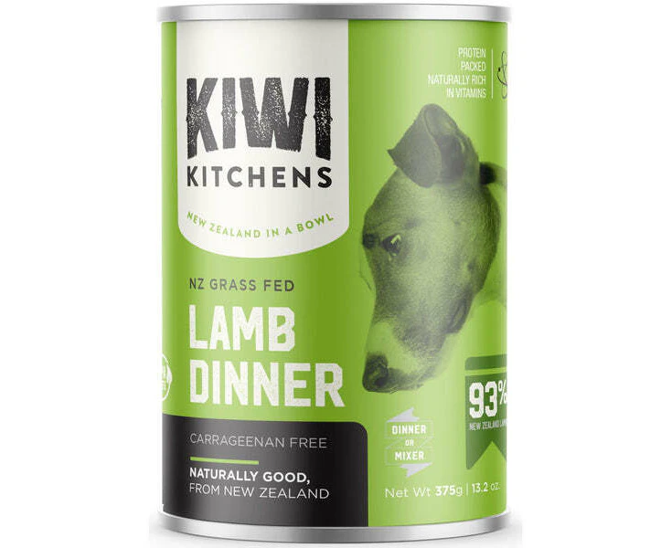 Kiwi Kitchens Grass Fed Canned Wet Dog Food Lamb Dinner 9 x 375g