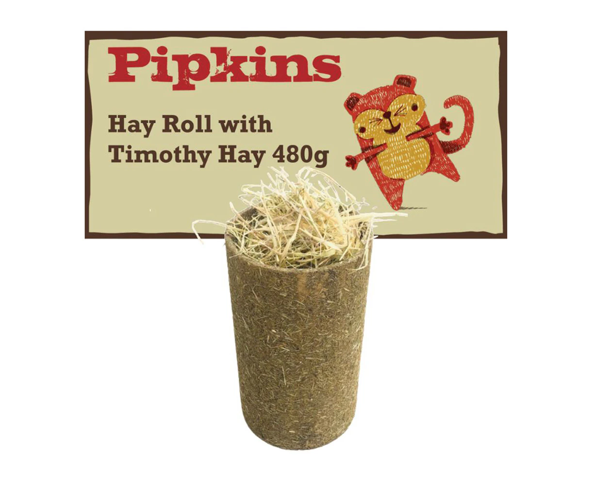 Pipkins Hay Roll with Timothy Hay Healthy Treats for Small Animals Medium