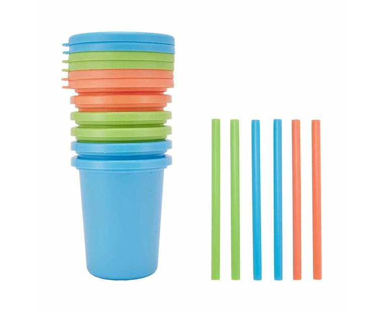 6 Pack Reusable Cups with Straws - Anko