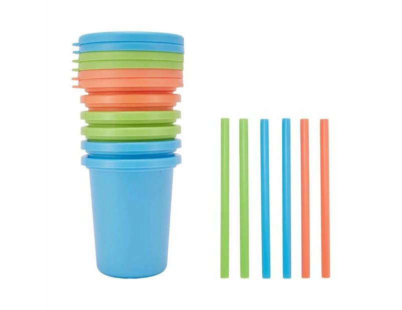 6 Pack Reusable Cups with Straws - Anko