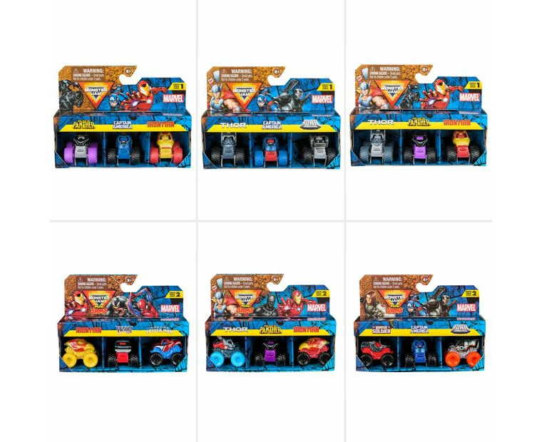 Monster Jam Marvel 1:87 Mini Trucks 3 Pack - Assorted*