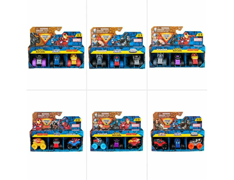 Monster Jam Marvel 1:87 Mini Trucks 3 Pack - Assorted*