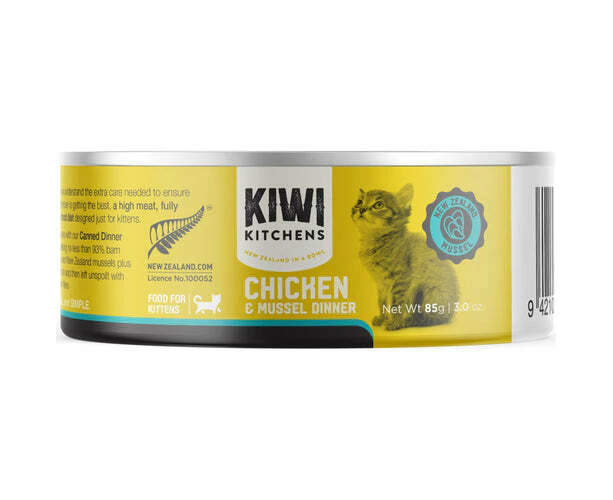 Kiwi Kitchens Kitten Canned Wet Cat Food Chicken & Mussel 18 x 85g