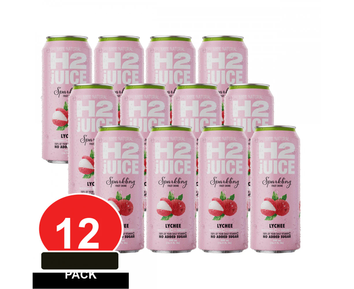 12 Pack, H2 Juice 500ml Sparkling Lychee