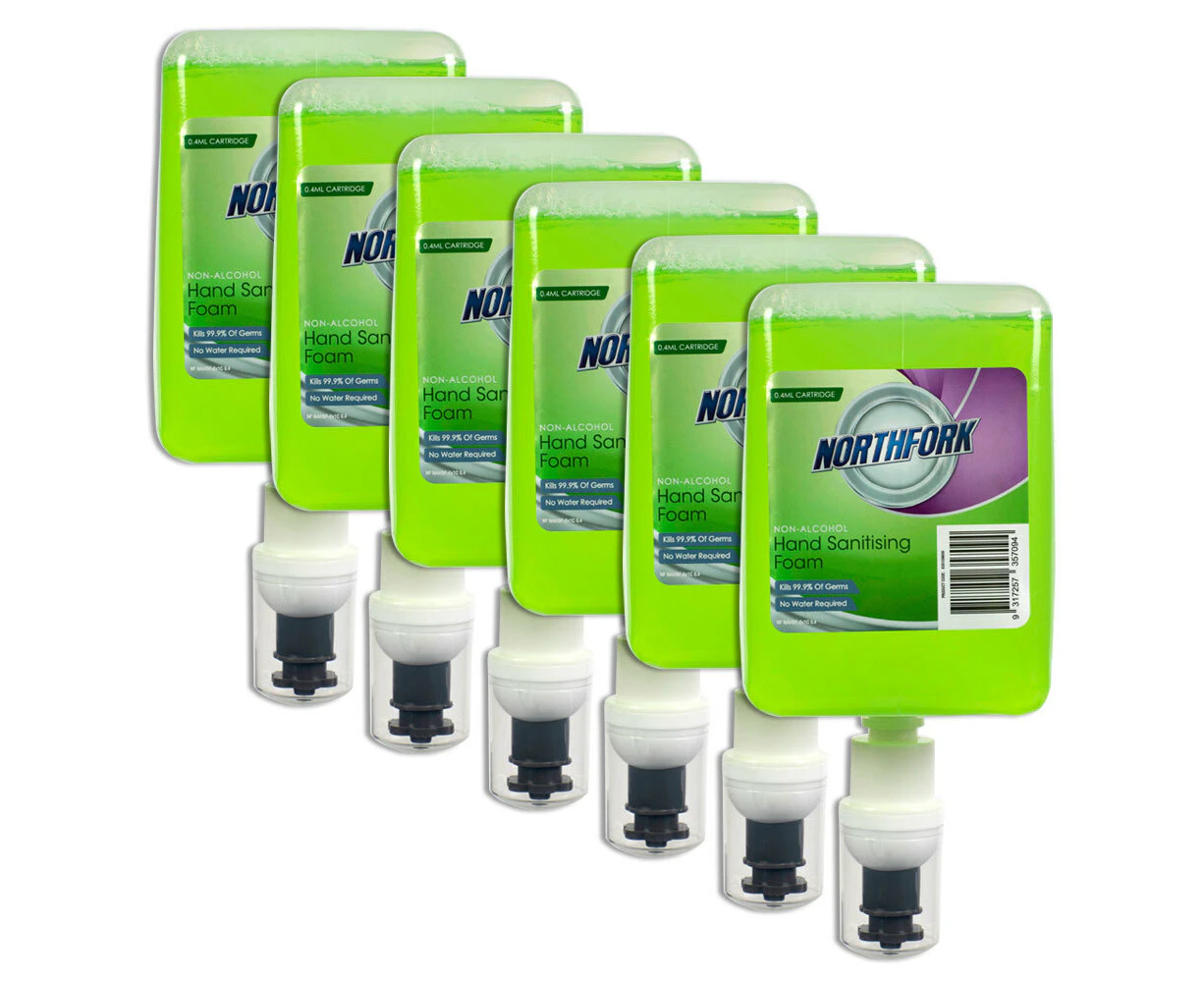 6PK Northfork 0.4ml Liquid Instant Hand Sanitising Foam Cartridge Sanitiser GRN