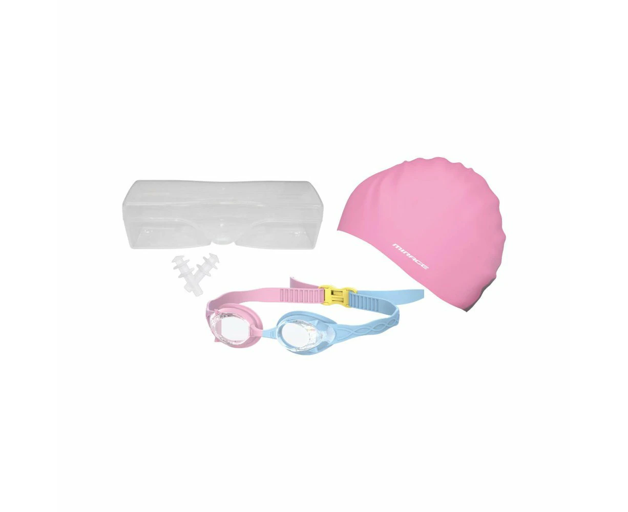 Mirage SA220 Kids Goggles Swim Cap and Earplugs Swim Pack Purple/Pink