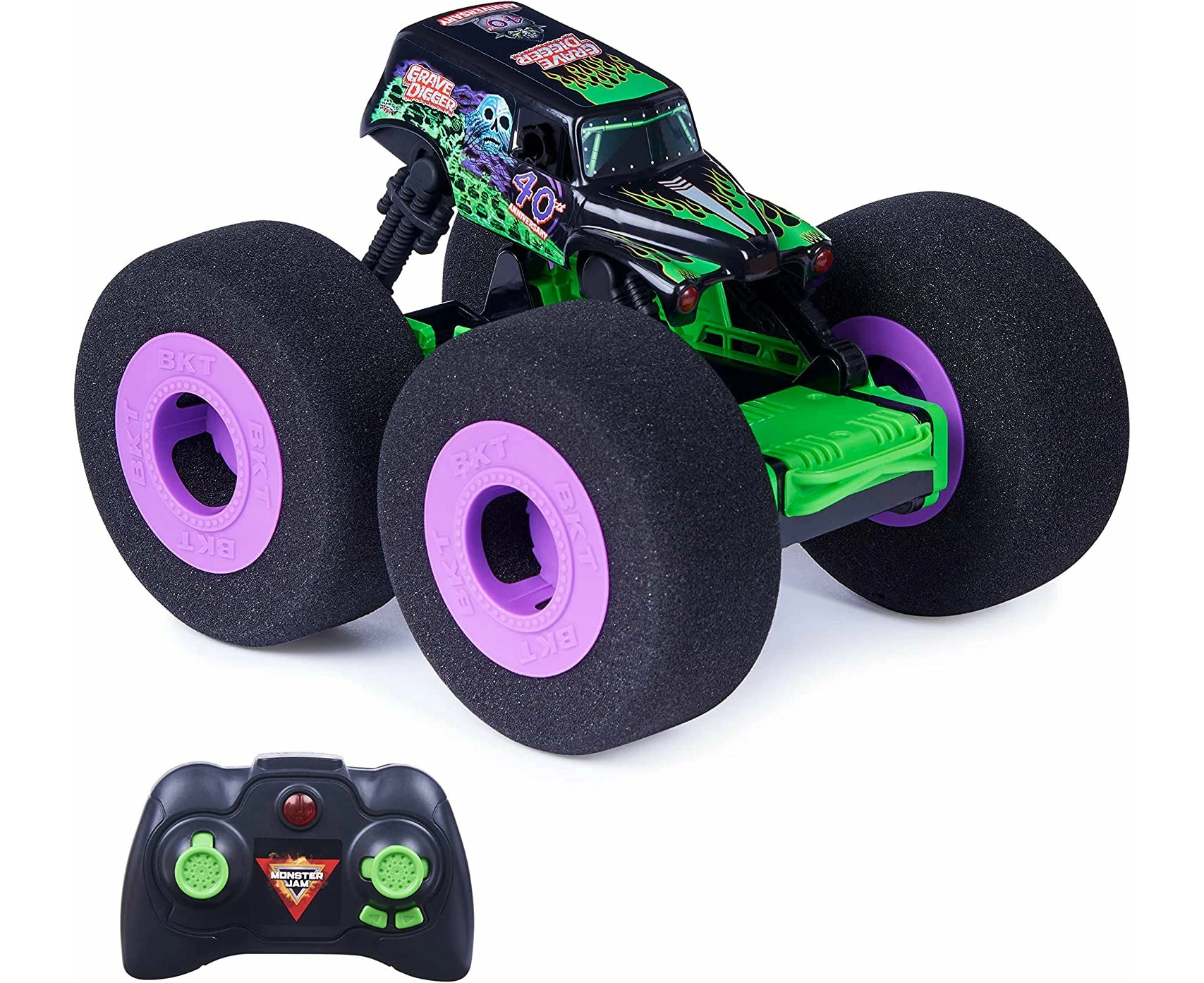 Monster Jam Ramp Champ with Grave Digger Remote-Control Monster Truck and Ramp, Indoor-Safe Kids Toys for Boys and Girls Ages 4 and up