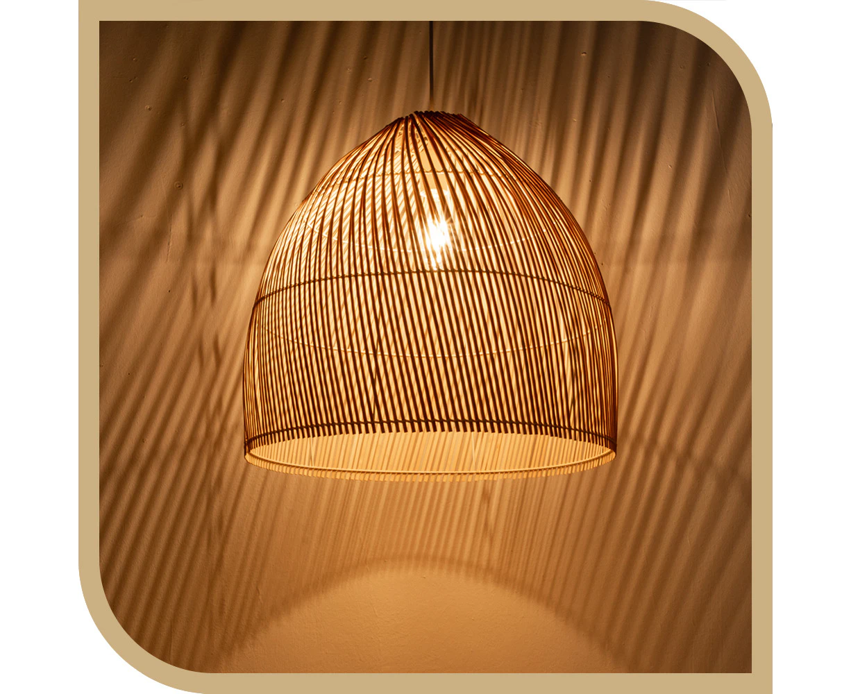 Krear Bamboo Pendant Light 48x48cm Handwoven Pendant Lamp Hanging Lamp Hanging Lights for Bedroom