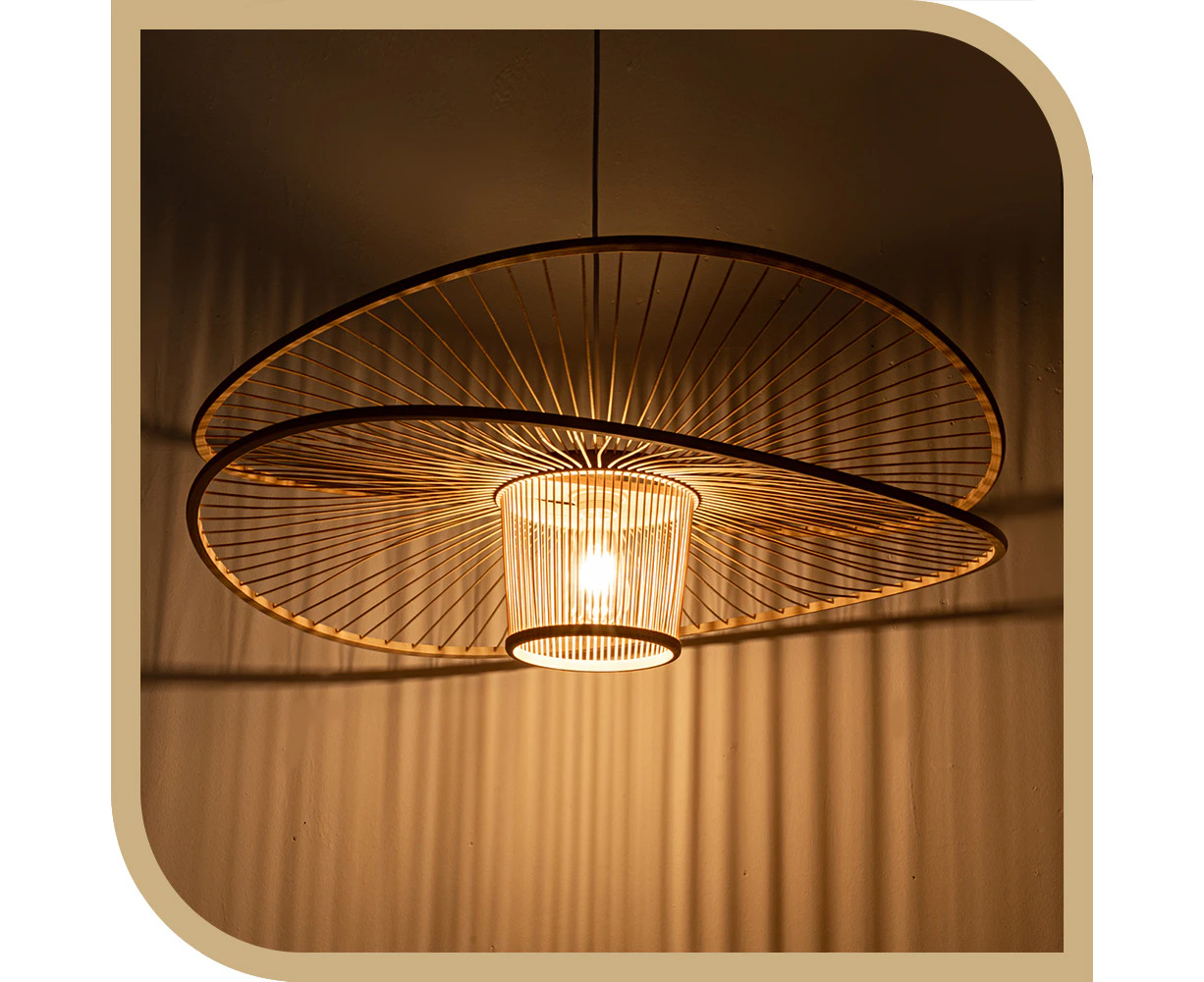 Krear Bamboo Pendant Light 80x27cm Handwoven Pendant Lamp Hanging Lamp Hanging Lights for Bedroom