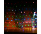 Solar Powered 150 LED Net Lights - Red, Green & White Christmas Lighting