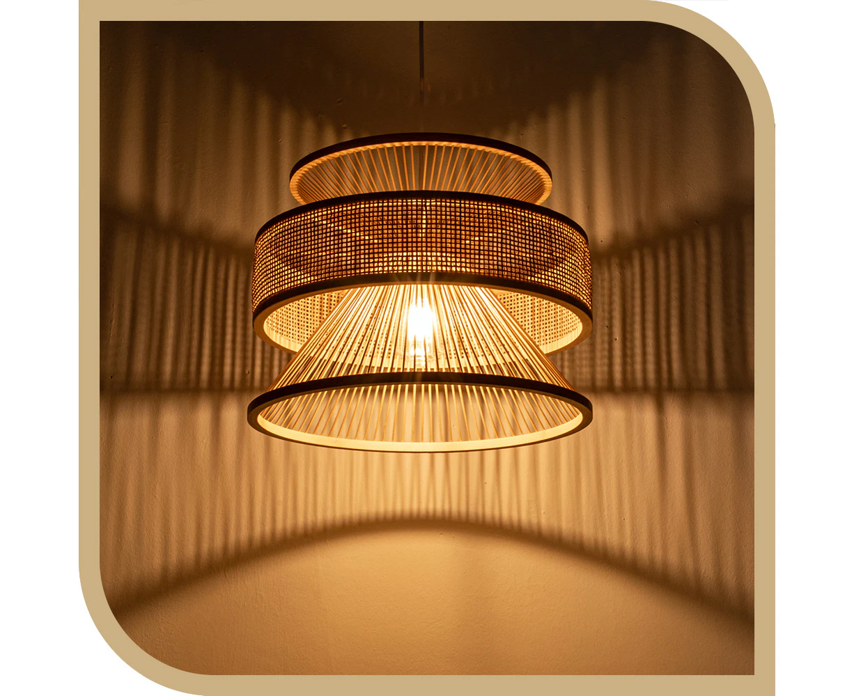 Krear Bamboo Pendant Light 40x31cm Handwoven Pendant Lamp Hanging Lamp Hanging Lights for Bedroom