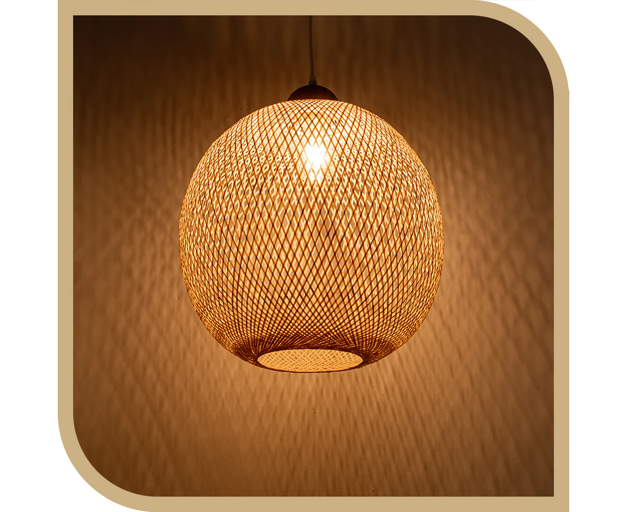 Krear Bamboo Pendant Light 45x45cm Handwoven Pendant Lamp Hanging Lamp Hanging Lights for Bedroom