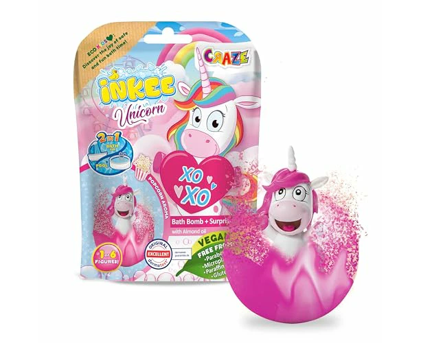 CRAZE Fun Bath Unicorn Inkee Magic Fragrance Bath Ball with Surprise Unicorn Figure 18378 Colourful - Toy Gift