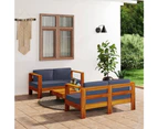 3 Piece Garden Lounge Set with Dark Grey Cushions Solid Wood