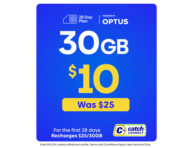 Catch Connect 28 Day Mobile Plan - 30GB