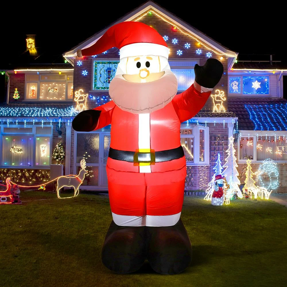 Stockholm Christmas Lights Xmas 2.4M LED Inflatable Waving Santa Claus Outdoor Garden