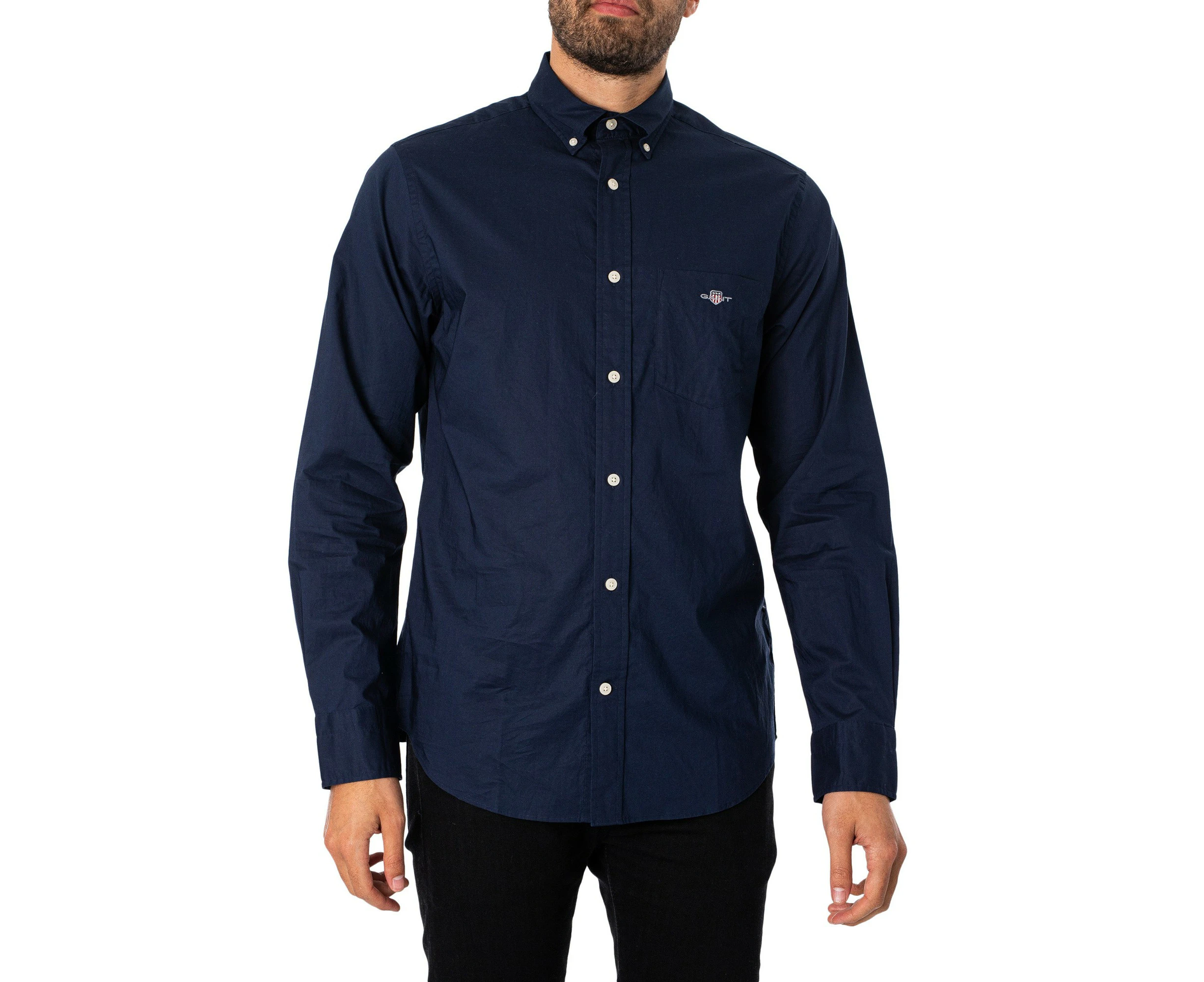 GANT Men's Regular Poplin Shirt - Blue