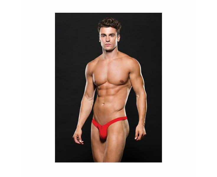 Microfibre Low Rise Zip Thong Red