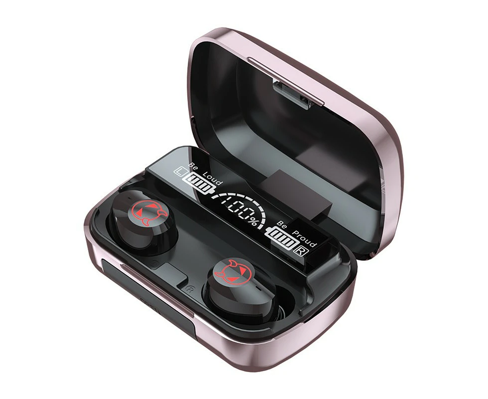 Wireless Earphones Waterproof HIFI Stereo LED Display Charging Case Noise Reduction Wireless Bluetooth-Compatible 5.1 Earbuds for Sports-rose pink