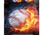 3pcs Bedding Sets Bedclothes Baseball Print Quilt Duvet Cover Pillowcase Decor - 230cm X 260cm