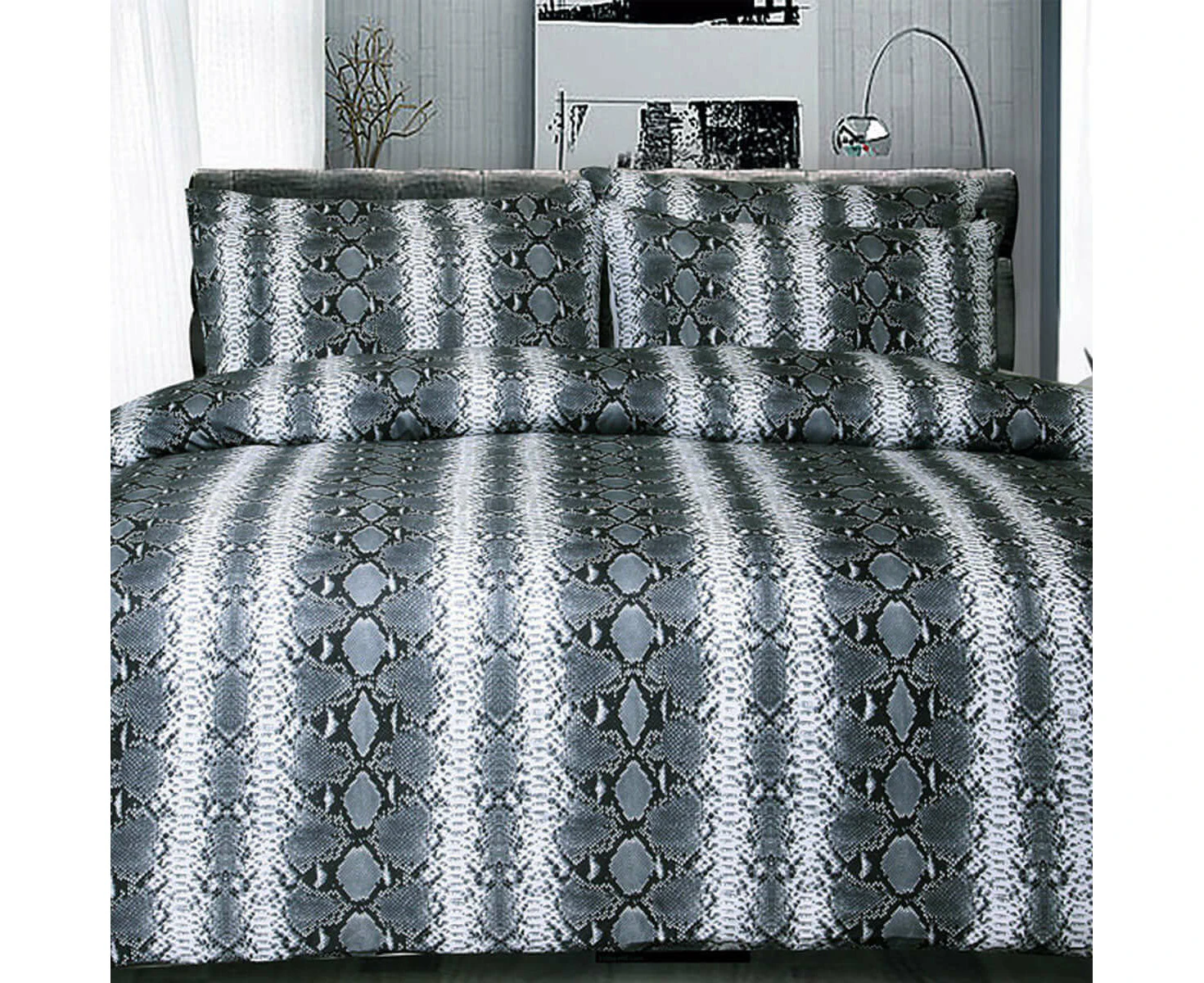 Big Sleep Snake Skin Black Quilt Cover Set Double