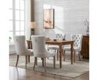 AADEN Modern Elegant Button-Tufted Upholstered Fabric with Studs Trim and Wooden legs Dining Side Chair-Beige