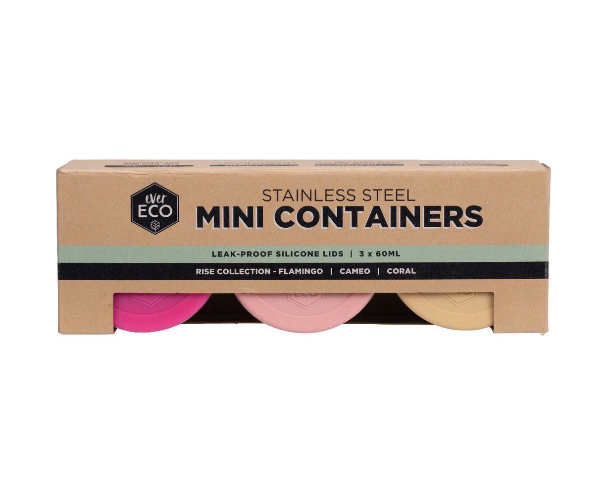 Stainless Steel Mini Containers Rise Leak Proof - 3x60mL