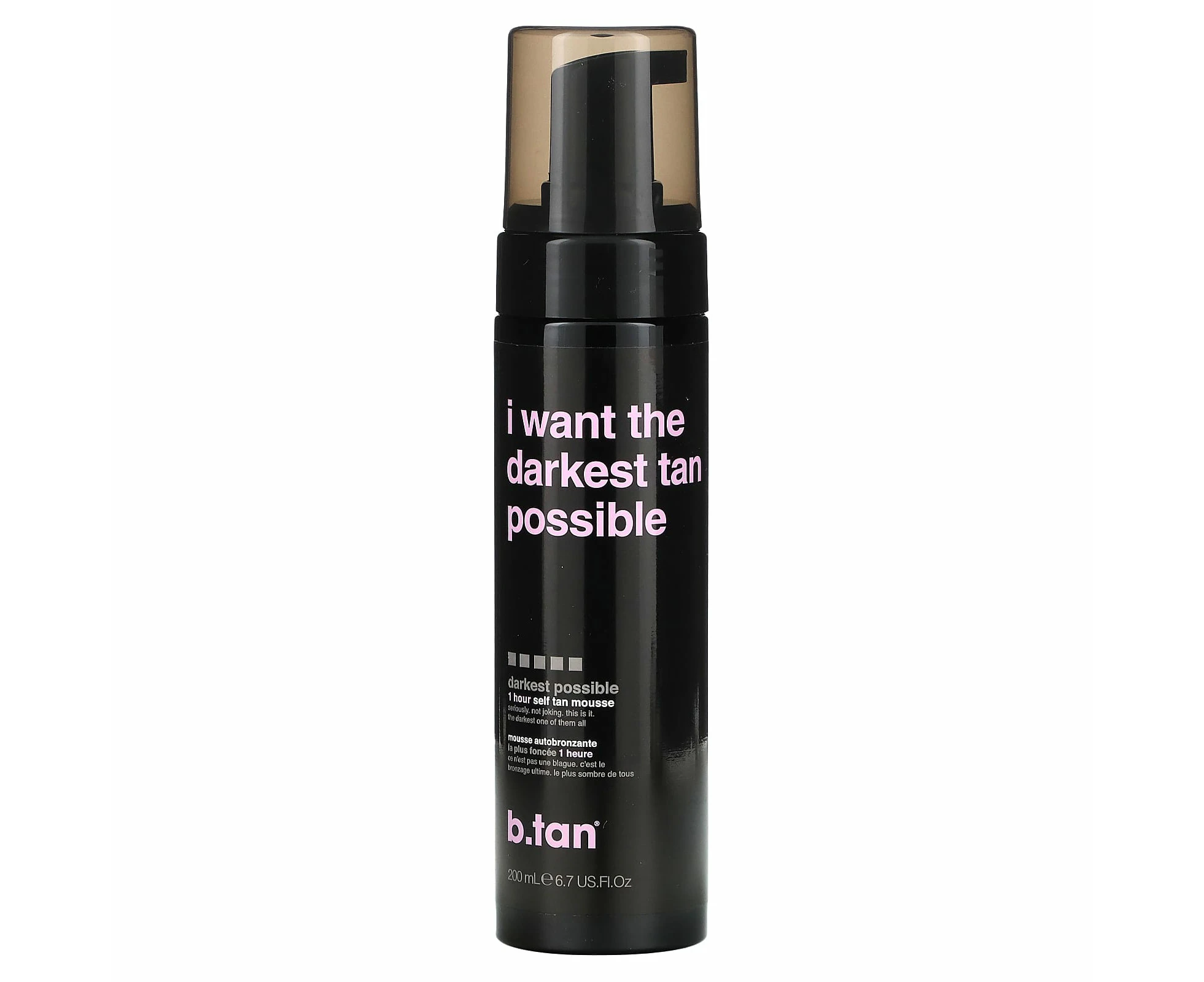 b.tan, I Want The Darkest Tan Possible, 1 Hour Self Tan Mousse, Darkest Possible, 6.7 fl oz (200 ml)