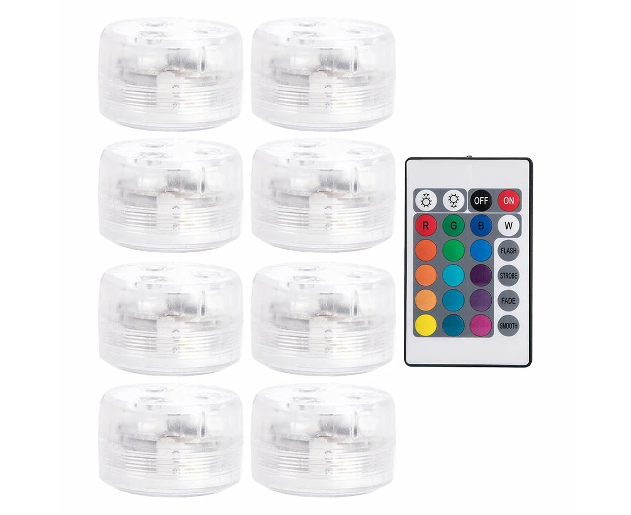 8pcs Underwater LED Lights Submersible Pool Lights with Remote-Control Color Changing Diving Lights