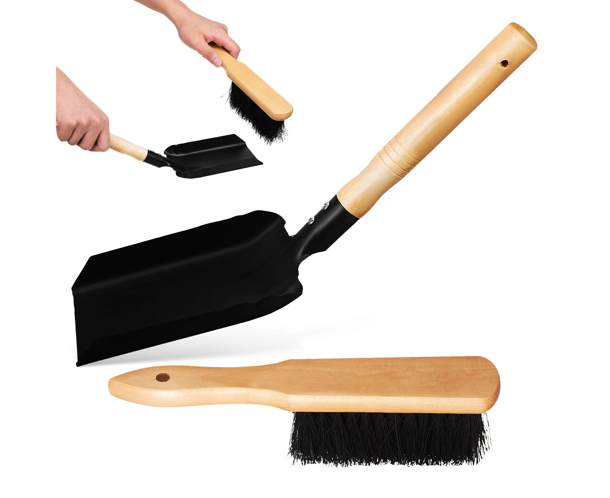 1 Set Fireplace Ash Shovel and Hearth Brush Coal Hand Shovel Fireplace Scoop