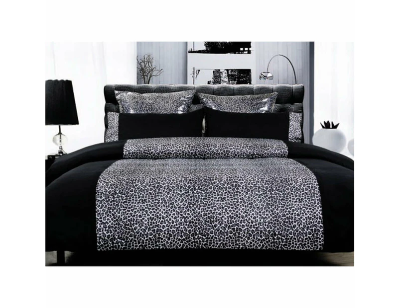 Nnedsz Big Sleep Leopard Quilt Cover Set Black Single