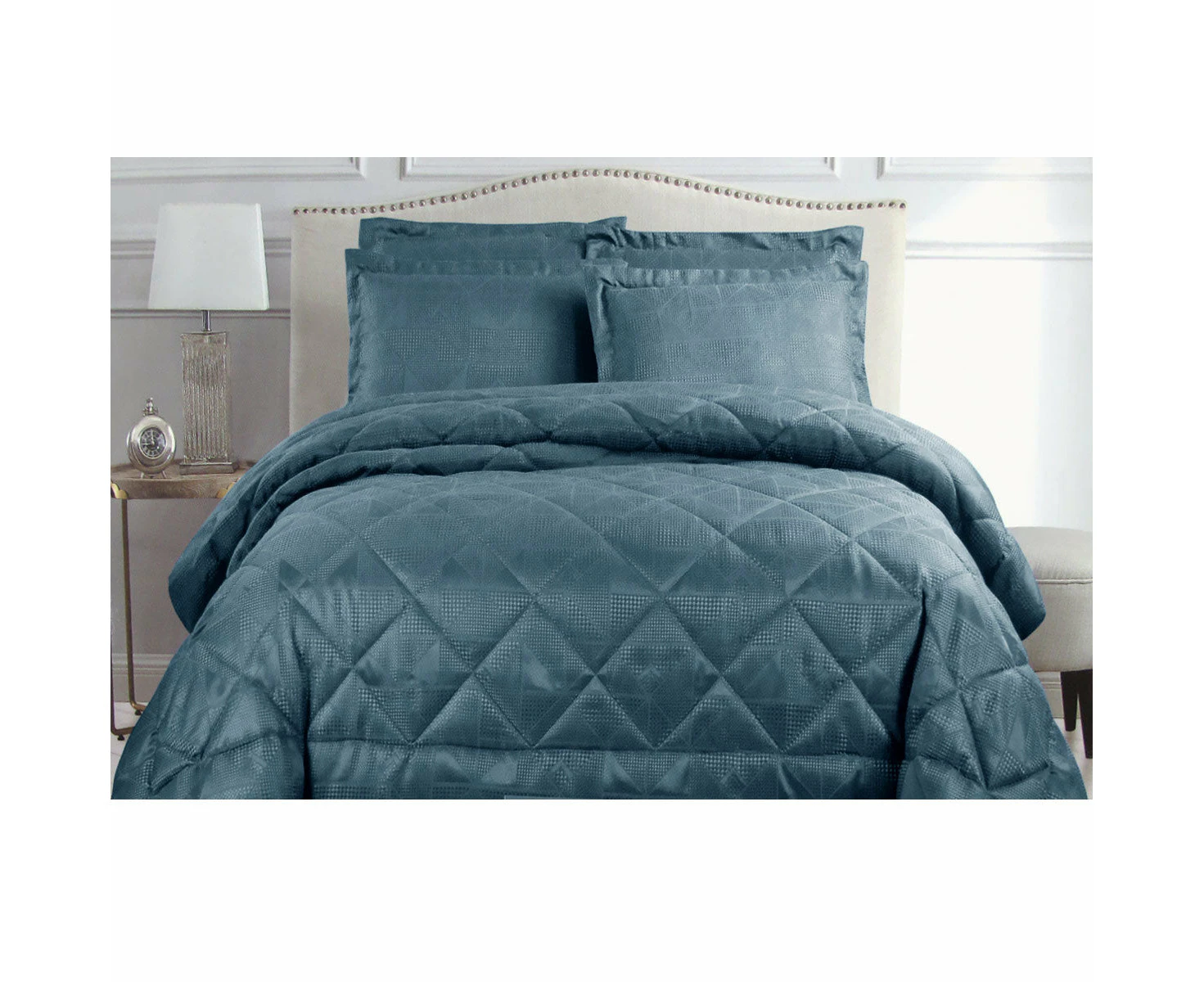 Hotel Living Eli Jacquard Comforter Set King Blue