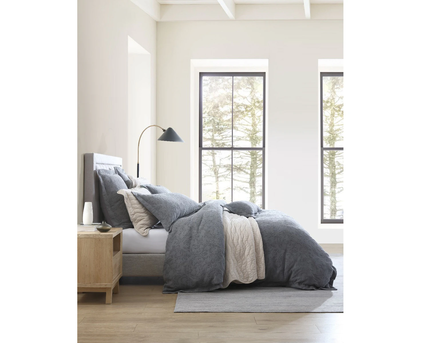 Private Collection Marbella Quilt Cover Set Charcoal