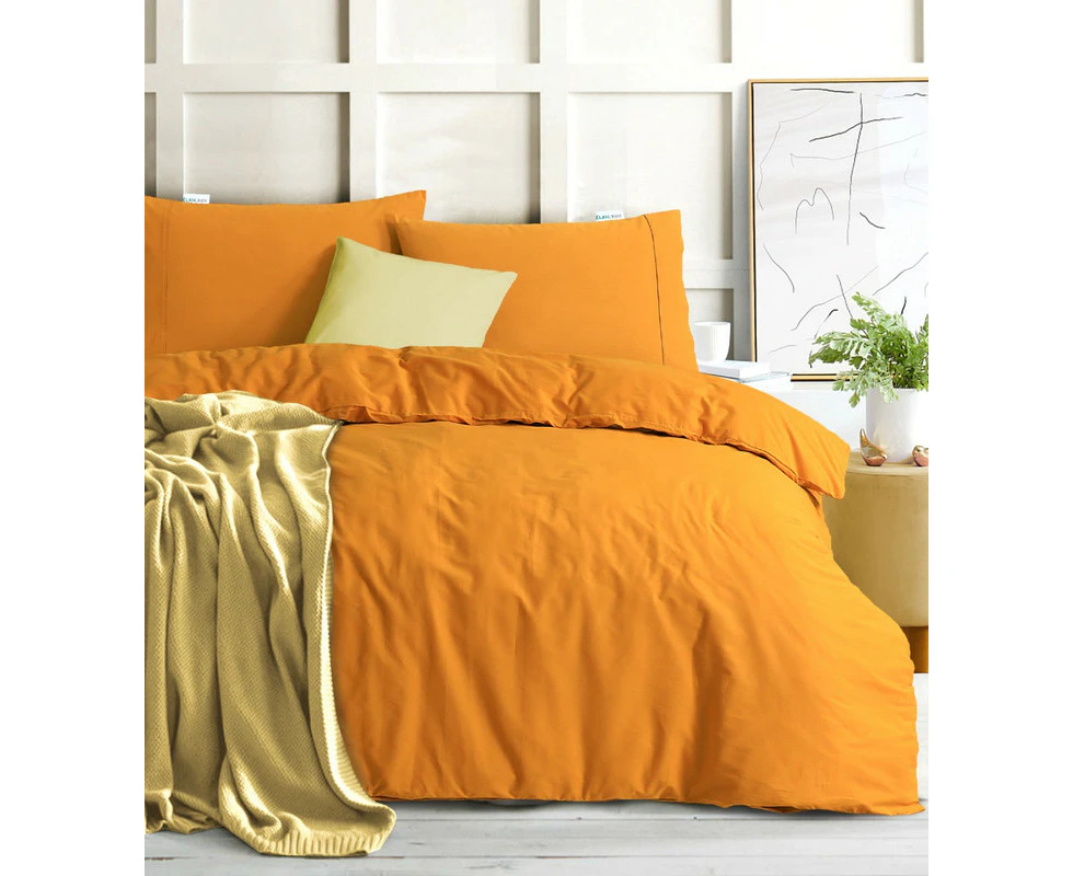 Elan Linen 100% Cotton Vintage Washed Quilt Cover Set – Mustard