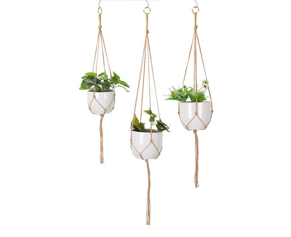 Gardening Greening Woven Hanger: Flower pot net bag made of hemp rope for indoor and outdoor hanging decoration - ideal for indoor pots