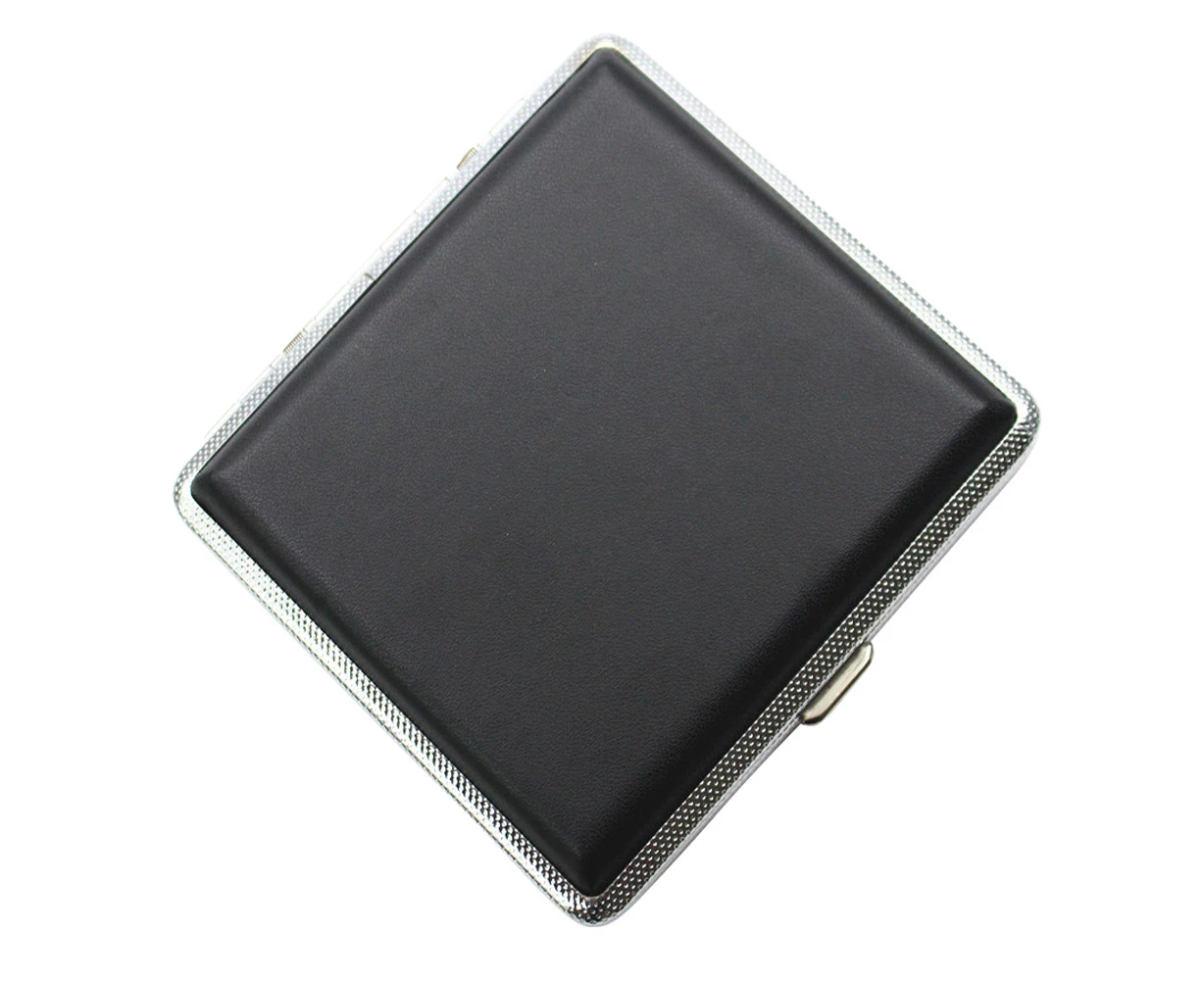 1pc Portable Slim Leather Men Metal Cigarette Case Cigarette Carrying Box