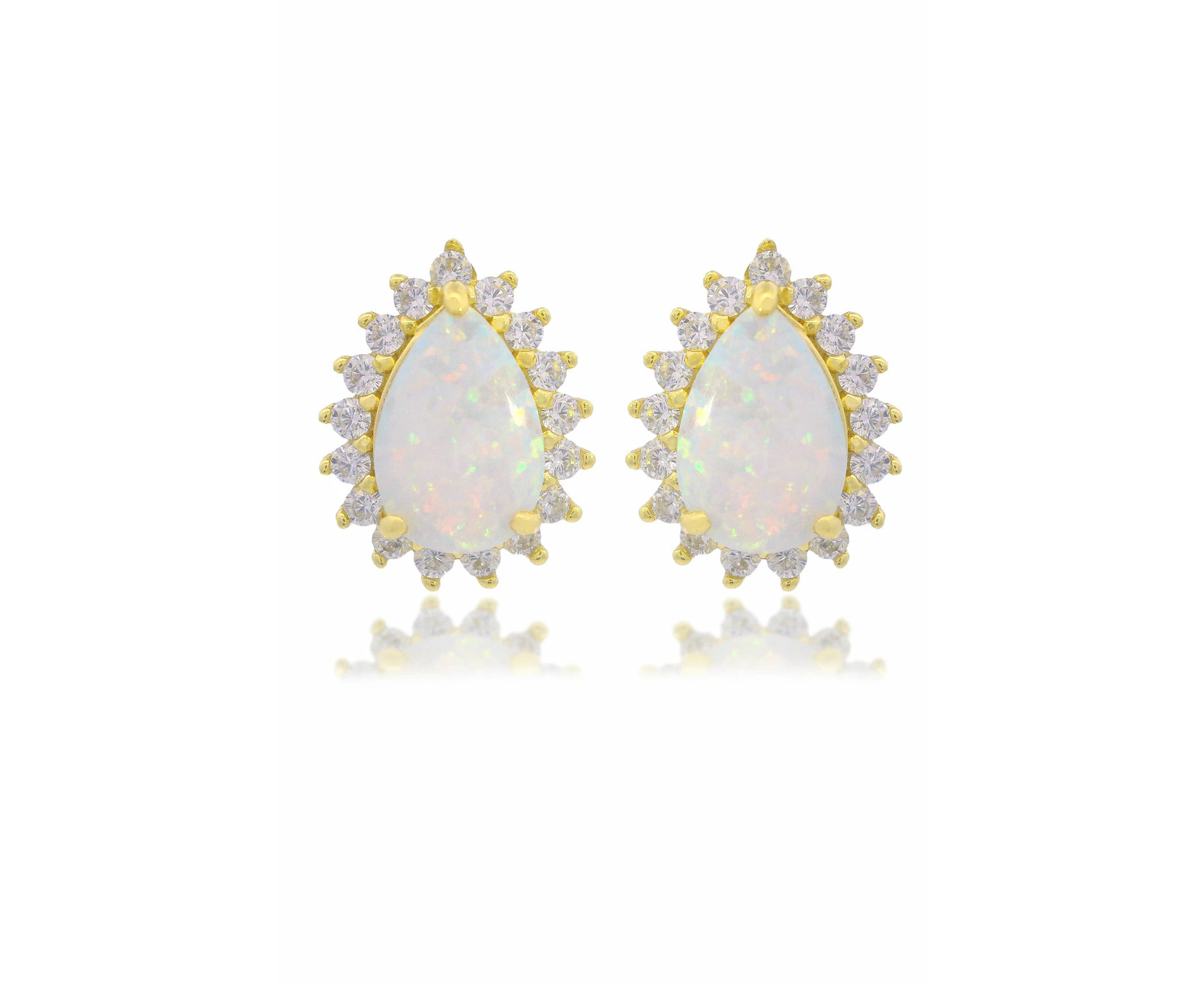 OPAL GLOW ROZELLE WHITE CREATED OPAL EARRINGS GOLD