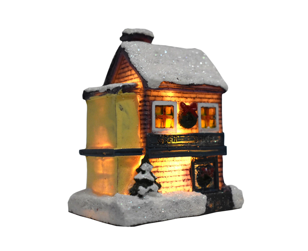 Glowing Cabin Desktop Christmas Snow House Craft for Home Hotel Office