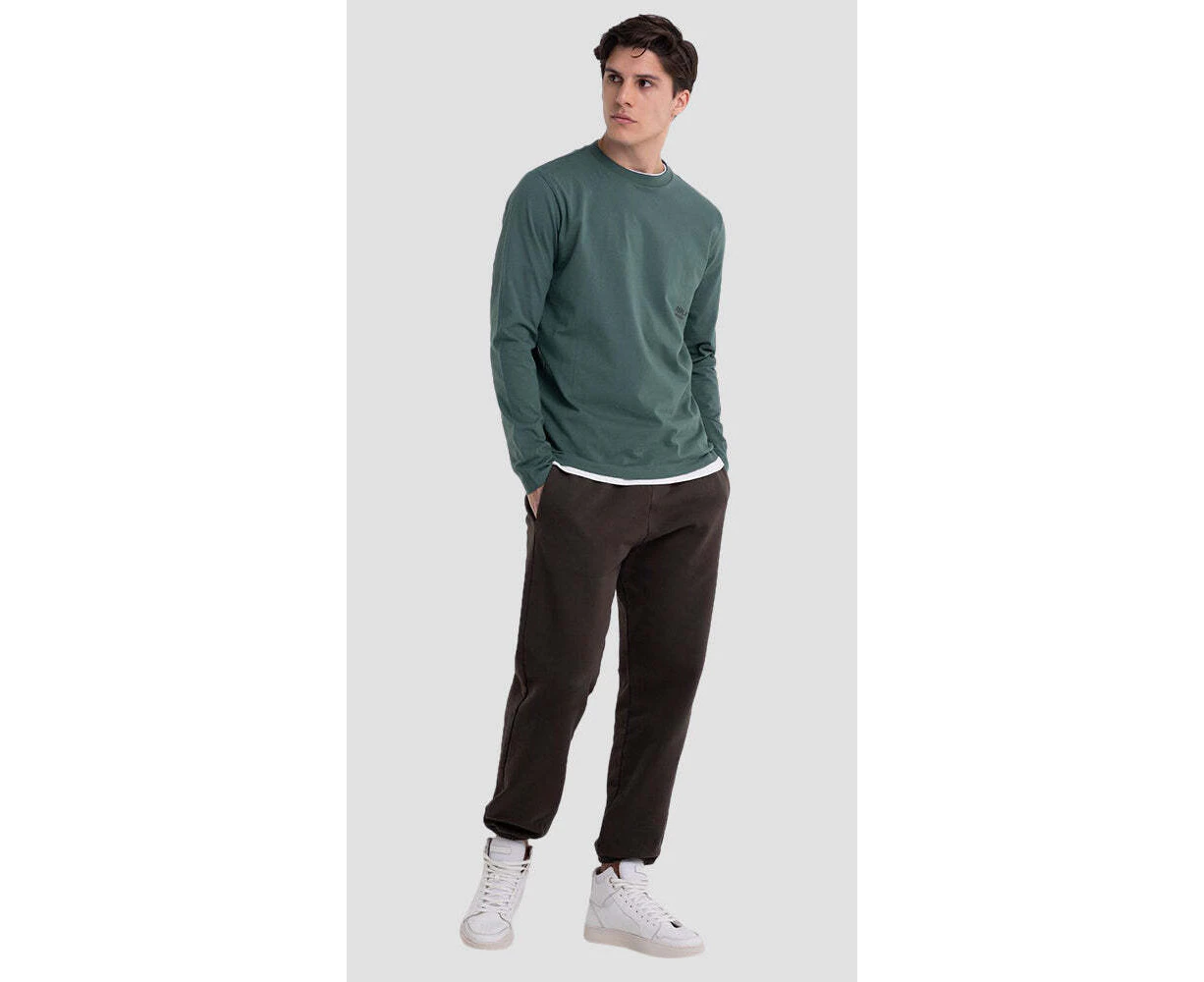 Replay Menswear Basic Top Organic Cotton Long Sleeve Tee Green