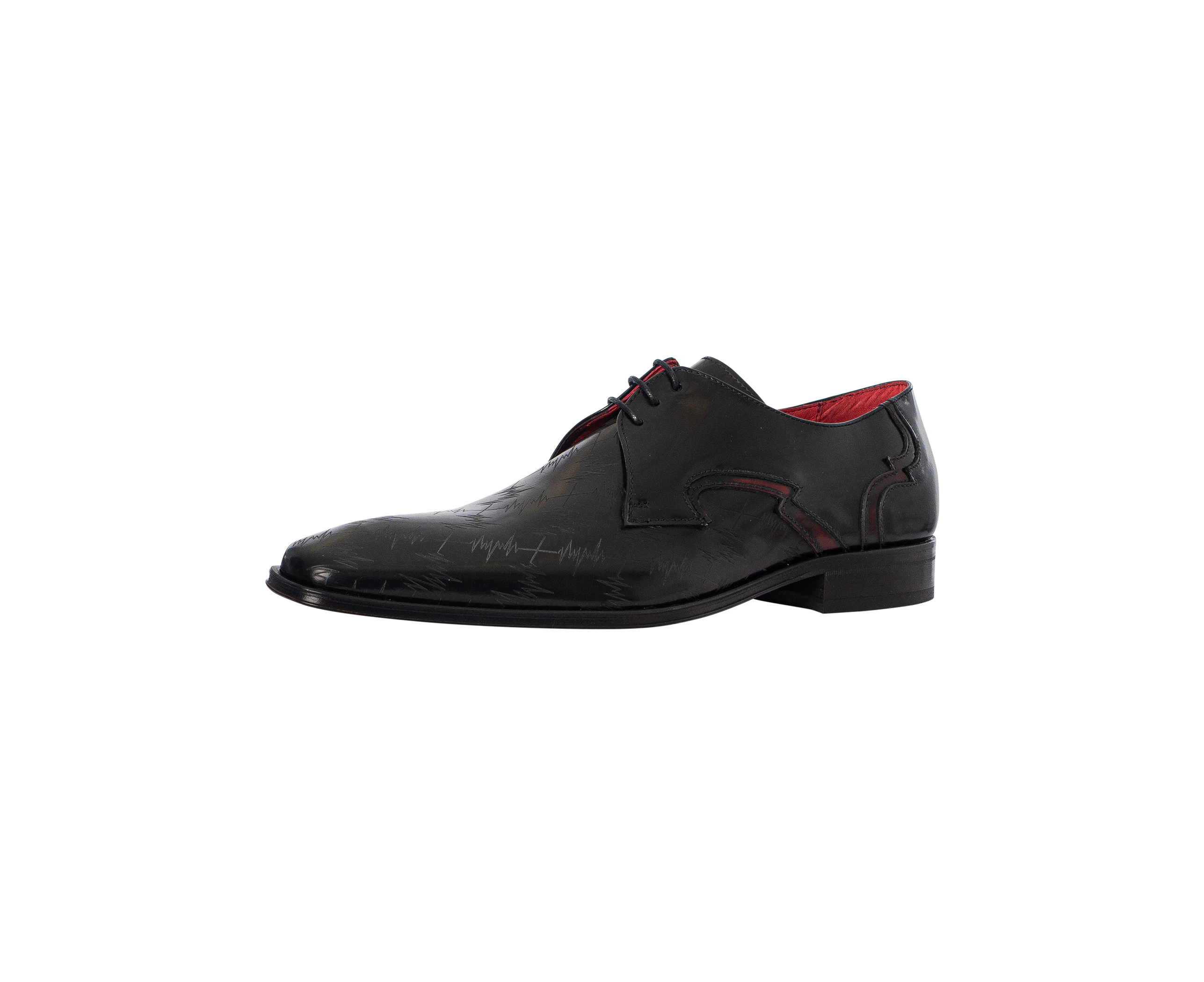 Jeffery West Men's Spike Derby Polished Leather Shoes - Black