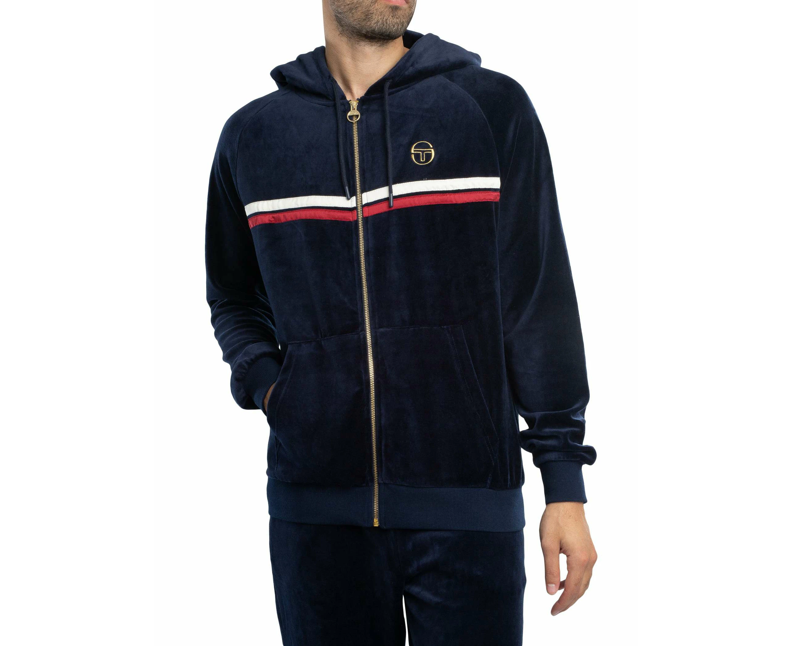 Sergio Tacchini Men's Dallas Velour Zip Hoodie - Blue