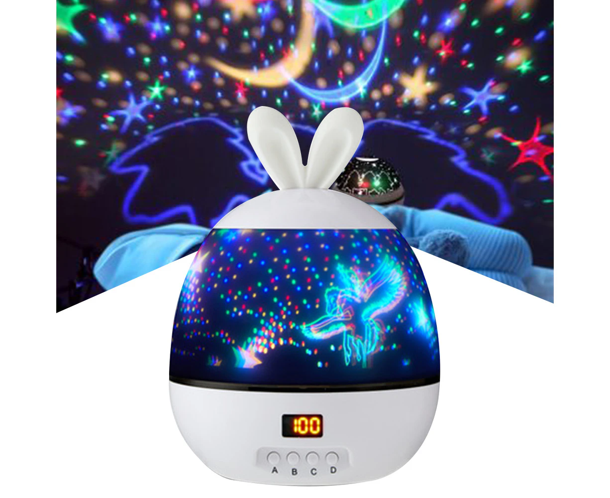 Night Baby Projection Lamp for Bedroom Rotating Starry Sky Projector - White