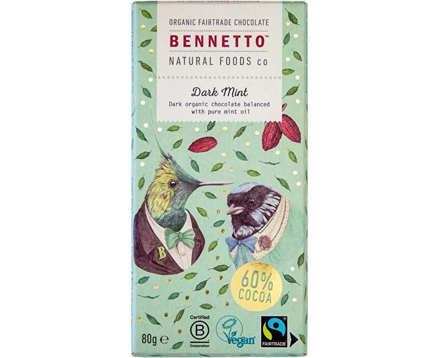 Bennetto Organic Dark Chocolate Dark Mint 12x80g