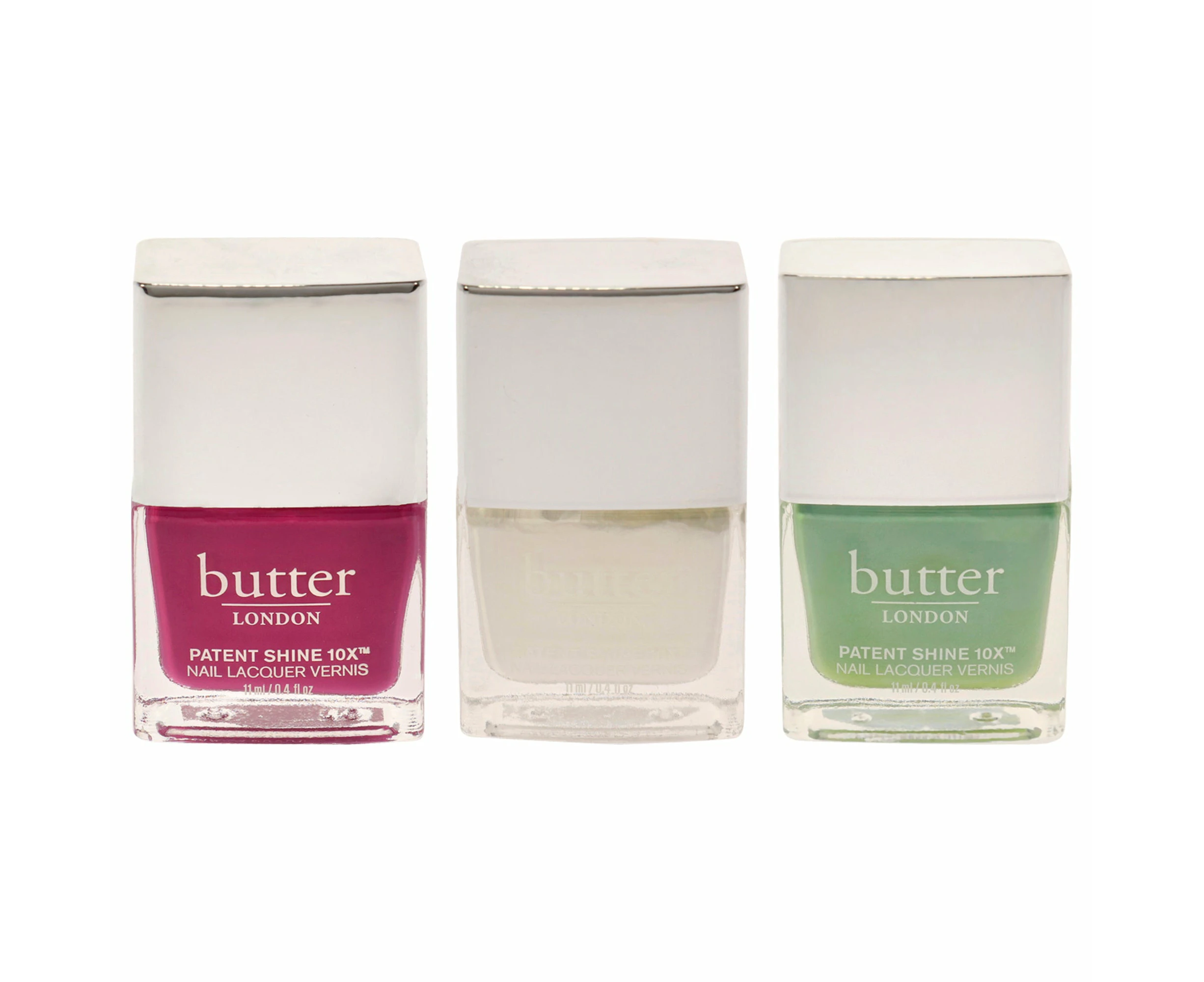 Butter London Patent Shine 10X Nail Lacquer Kit by Butter London for Women - 3 Pc Kit 0.4 oz Nail Polish - Bonkers, 0.4 oz Nail Polish - Cotton Buds, 0....