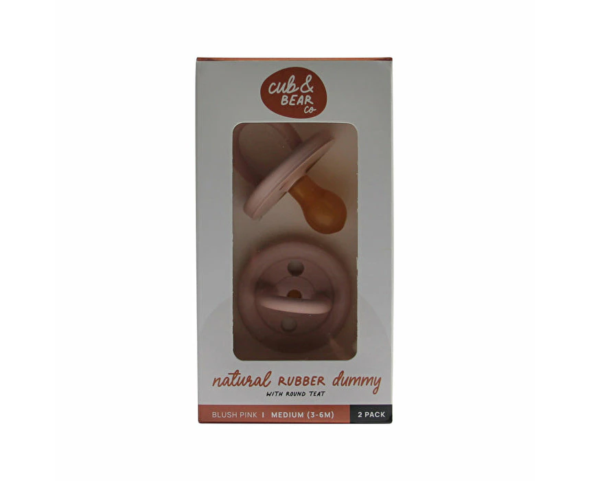 Cub And Bear Co Cub & Bear Co Natural Rubber Dummy Round Teat Medium (3-6 Months) Blush Pink Twin Pack