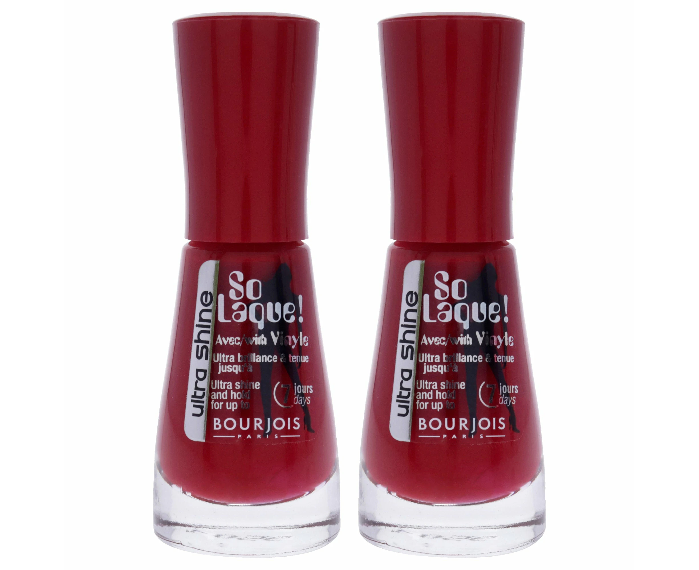 So Laque Ultra Shine - 24 Rouge Escarpin by Bourjois for Women - 0.3 oz Nail Polish - Pack of 2