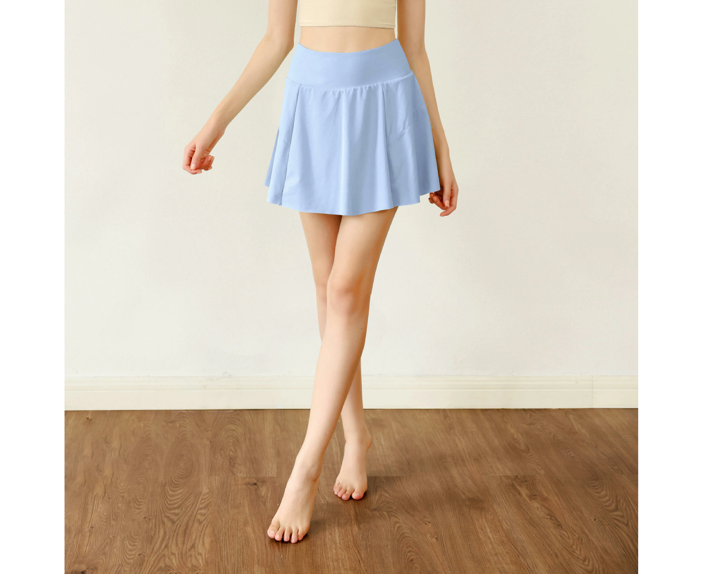 Women's 2-in-1 Skort High Waisted Tummy Control Pleated Golf Skorts  with Shorts Pockets-blue