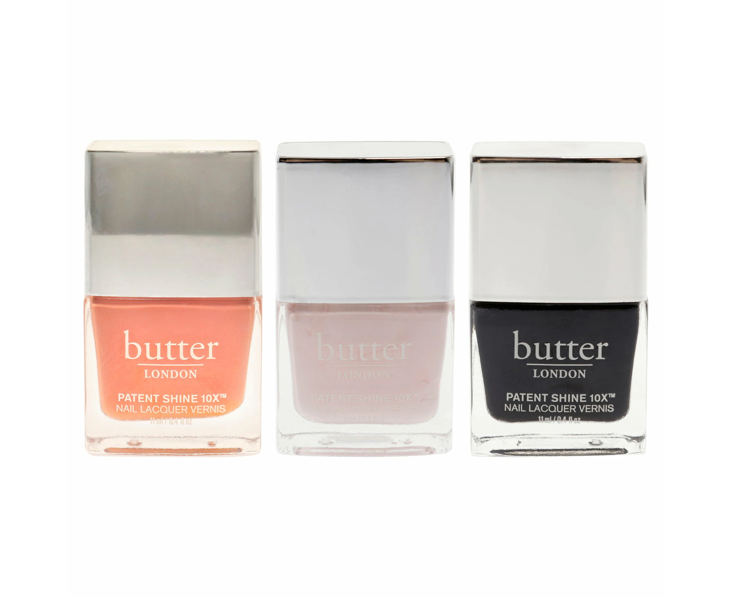 Butter London Patent Shine 10X Nail Lacquer Kit by Butter London for Women - 3 Pc Kit 0.4 oz Nail Polish - Hottie Tottie, 0.4 oz Nail Polish - Sandy Bum...