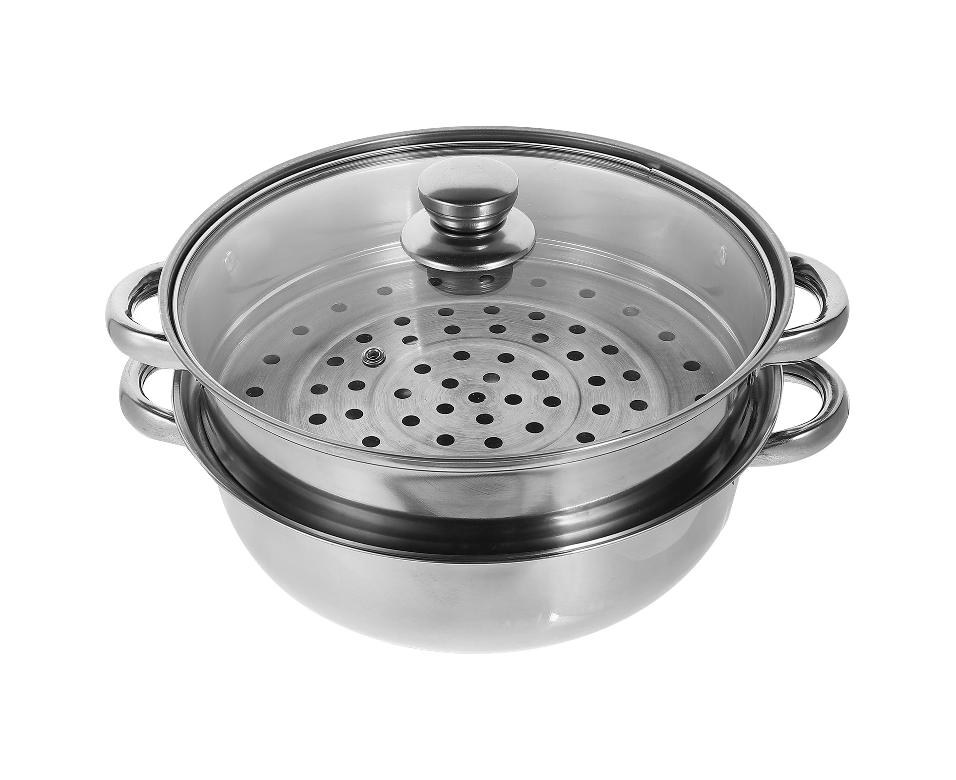 1 Set Double-layer Food Steamer Food Steaming Tool Stainless Steel Steaming Pot